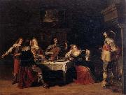 Cavaliers and courtesans in an interior Christoph jacobsz.van der Lamen
